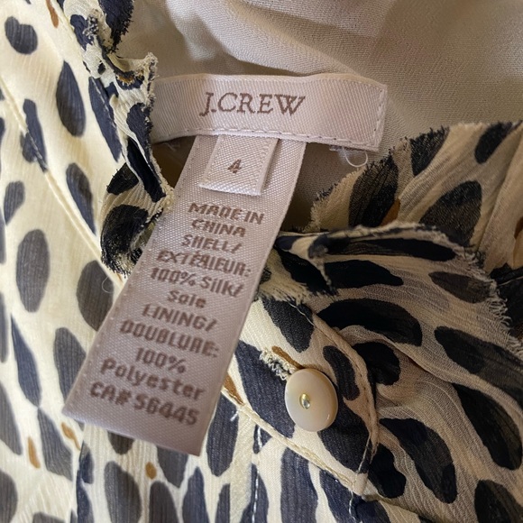 J Crew sleeveless ruffle animal print top 100% silk - Picture 3 of 4